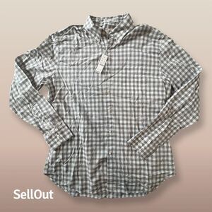 J. Crew Men's Check Button-Up Shirt Gray Long Sleeve Size L